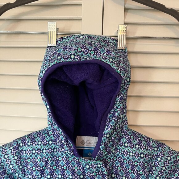 Columbia Snuggly Bunny Bunting baby snowsuit 3-6 months down hooded teal purple - Picture 7 of 14